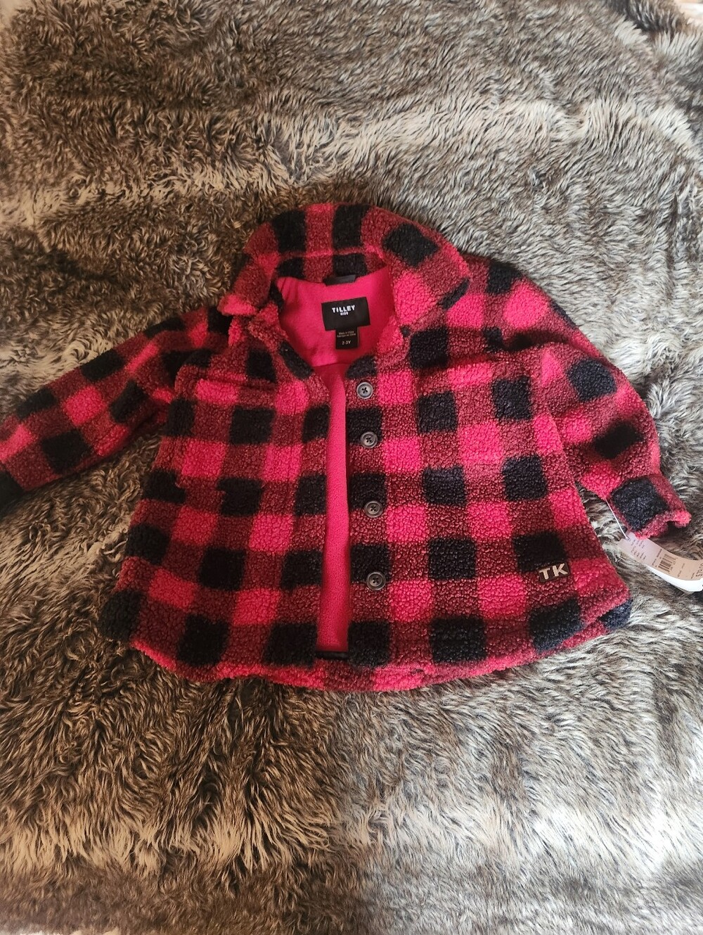 Tilley Kids Red & Black Buffalo Plaid Sherpa Jacket- NWT- SIZE 2-3Y